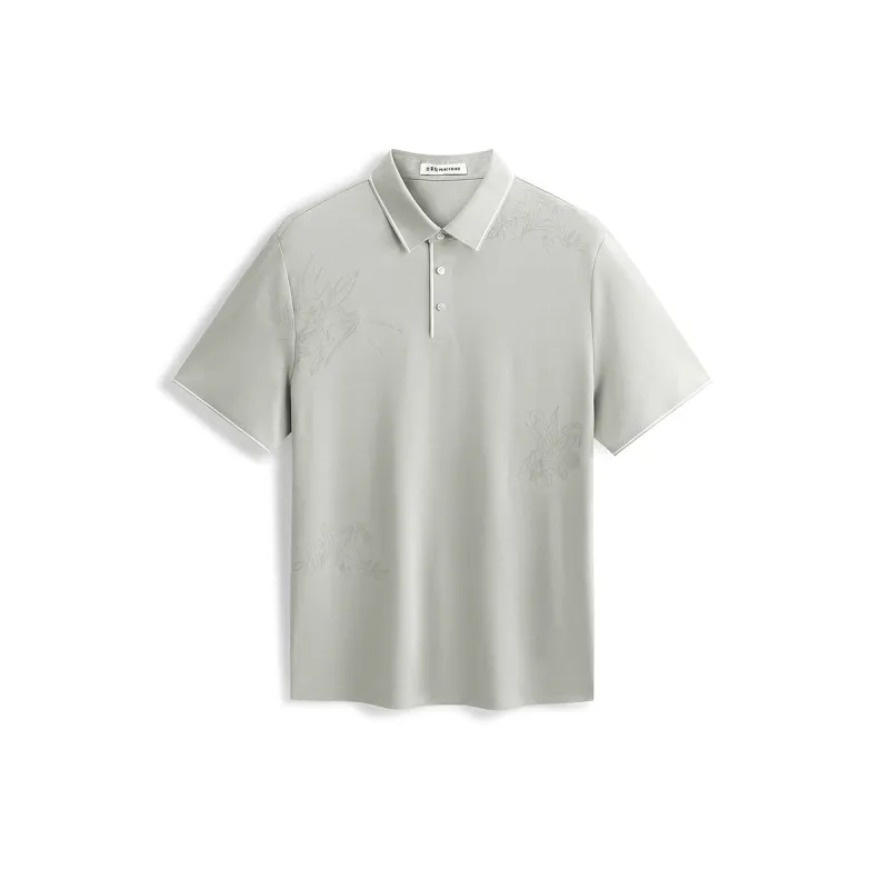 Men's Embroidered Silk-Blend Polo Shirt sold by PEACEBIRD