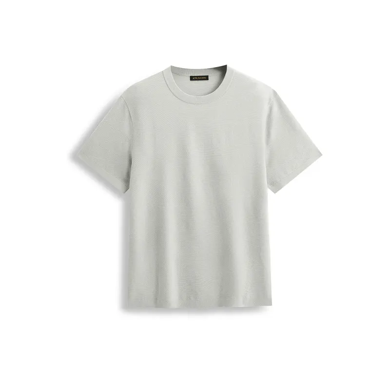 Men's Short-Sleeve Knit T-Shirt with Geometric Jacquard sold by PEACEBIRD