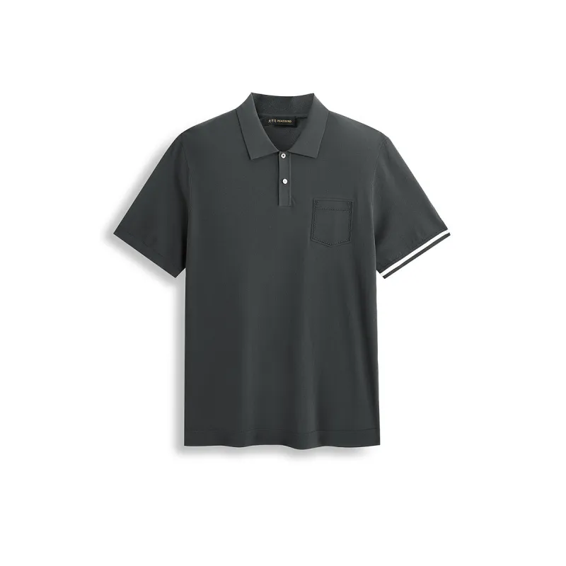 Men's Short-Sleeve Embossed Knit Polo Shirt sold by PEACEBIRD