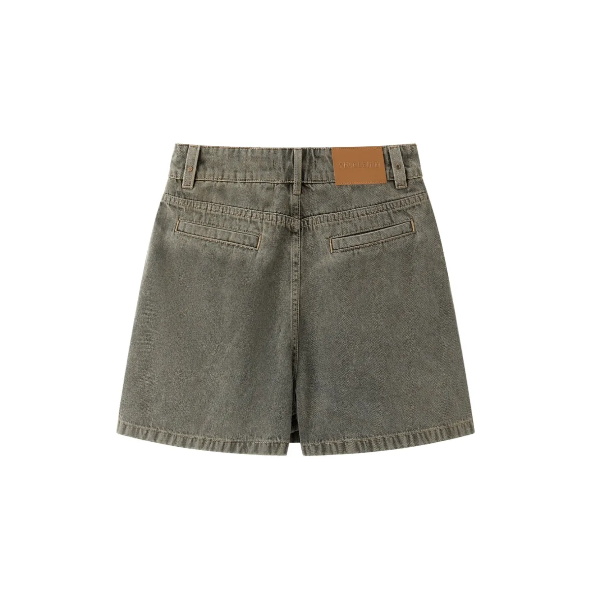 Women's High-Waisted A-Line Wide-Leg Denim Shorts sold by PEACEBIRD product image thumbnail 3