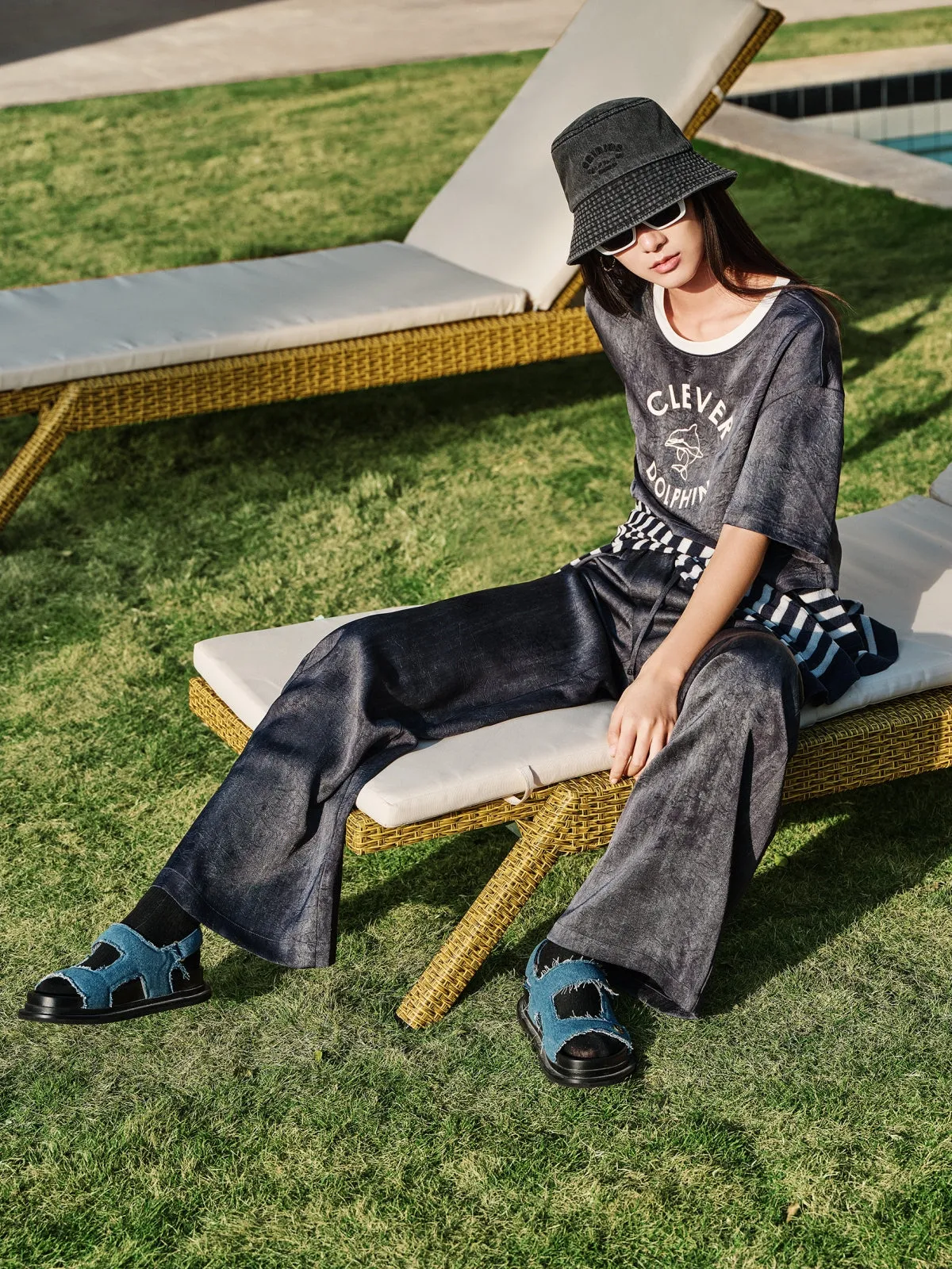 Women's Printed Textured Straight-Leg Pants sold by PEACEBIRD product image thumbnail 2