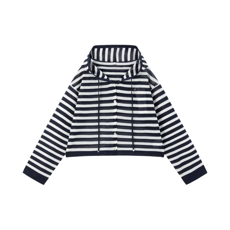 Women's Linen-Blend Striped Knit Cardigan sold by PEACEBIRD