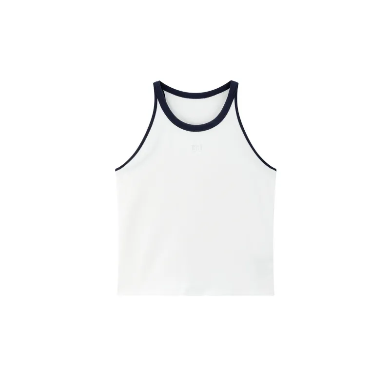 Women's Contrast-Trim Embroidered Tank Top sold by PEACEBIRD