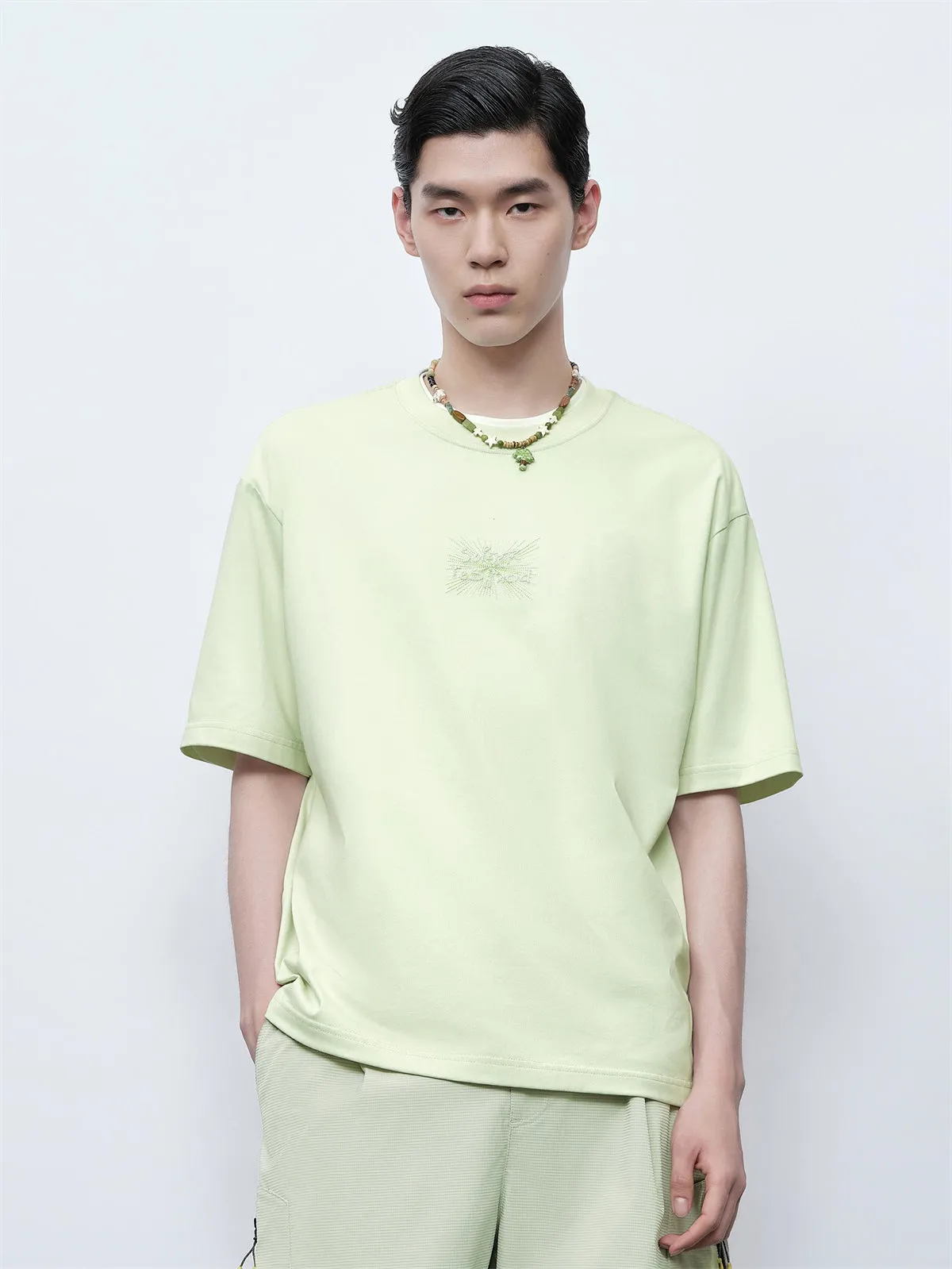 Men's T-Shirt with 3D Embroidered Graphic sold by PEACEBIRD product image thumbnail 2