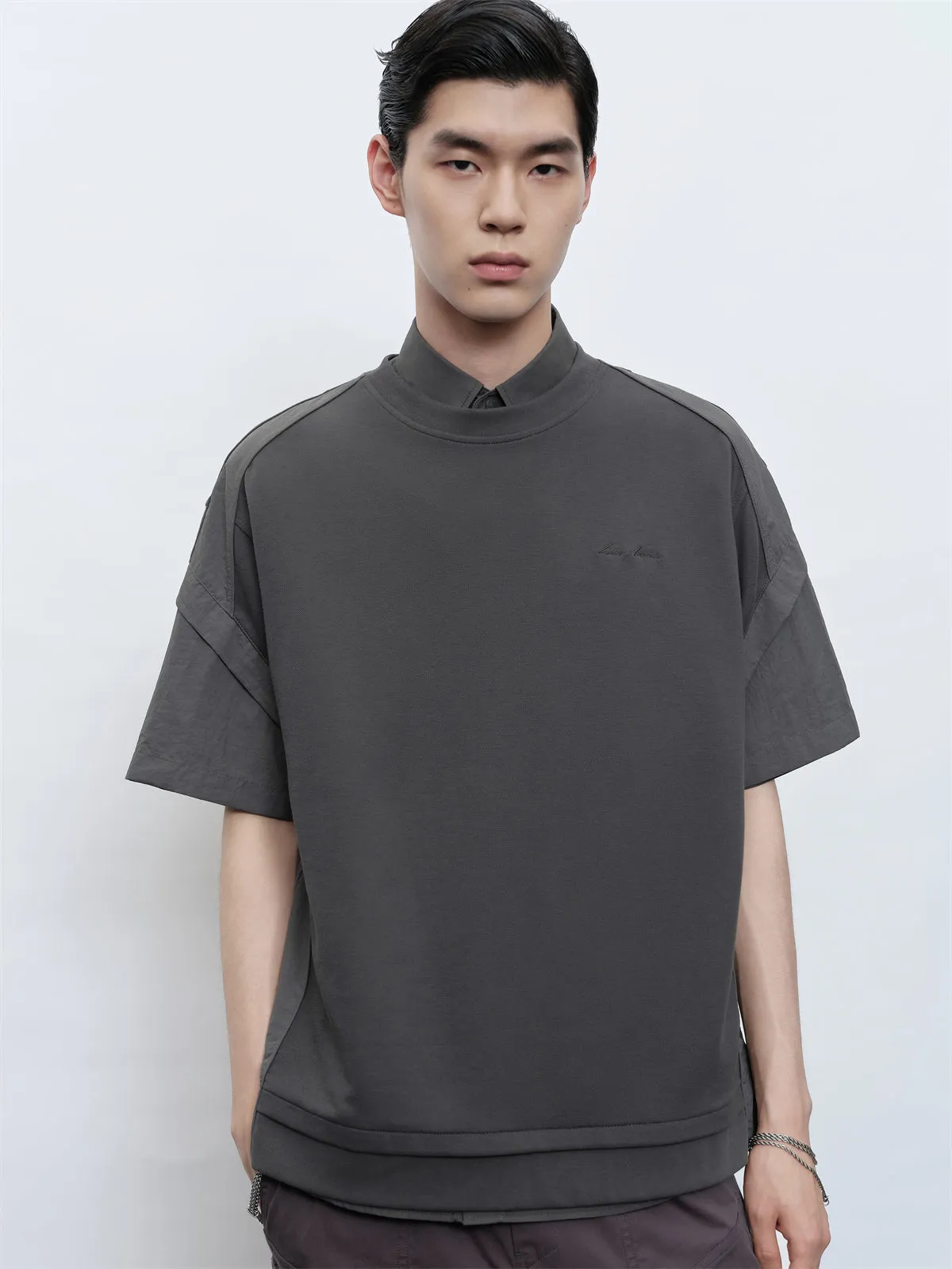 Men's Heavyweight T-Shirt with 3D Embroidery sold by PEACEBIRD product image thumbnail 3