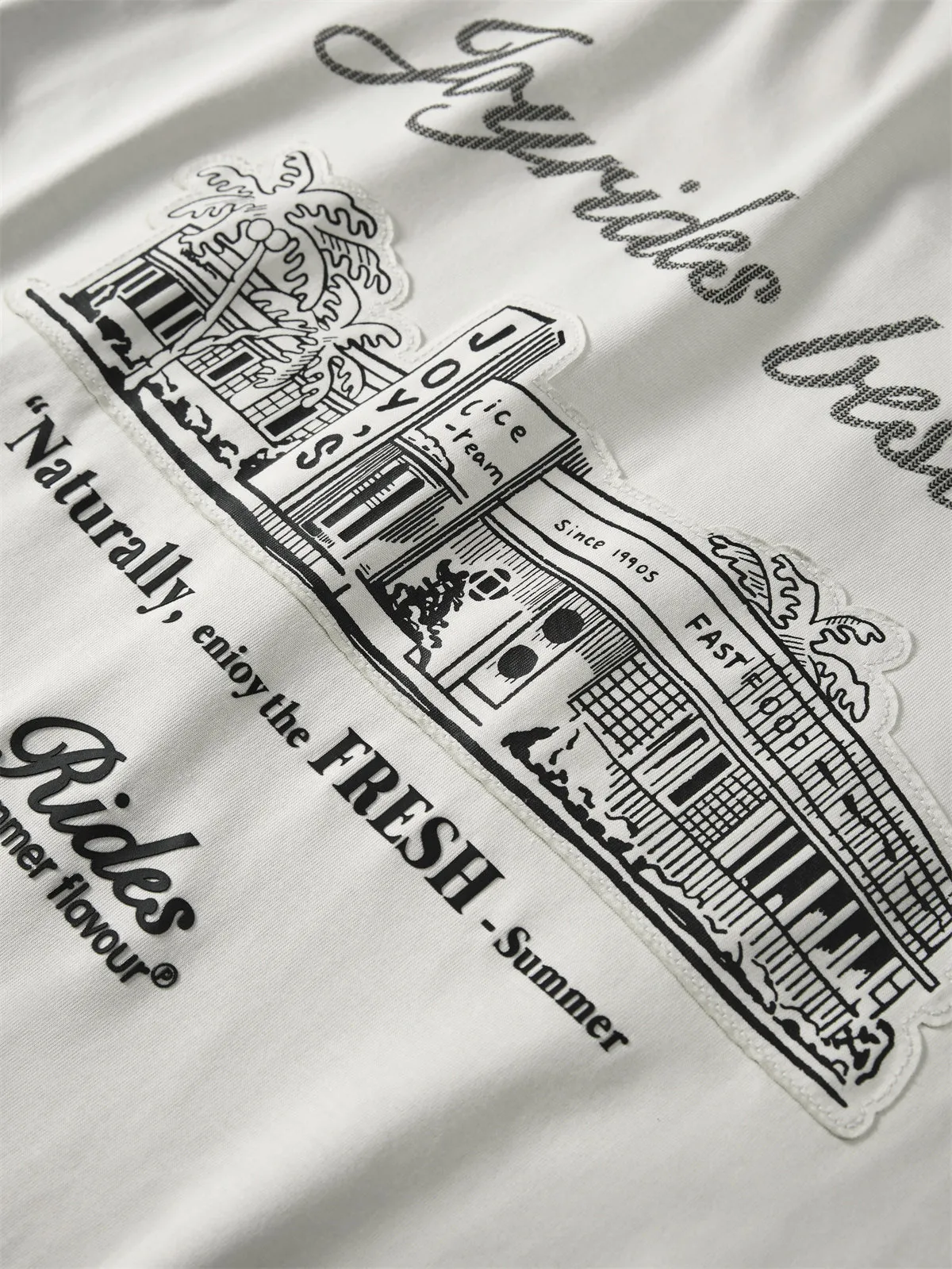 Men's Printed T-Shirt with Patch Embroidery sold by PEACEBIRD product image thumbnail 5