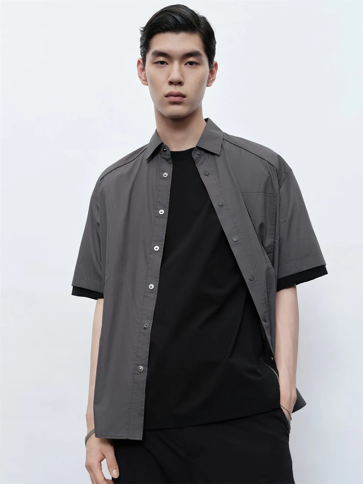 Men's Cotton Utility-Style Shirt sold by PEACEBIRD product image thumbnail 2