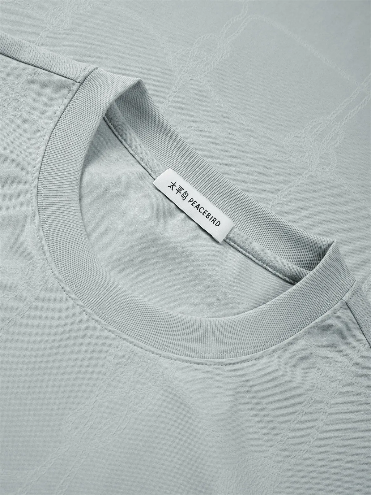 Men's Solid T-Shirt with Subtle Jacquard Pattern sold by PEACEBIRD product image thumbnail 3