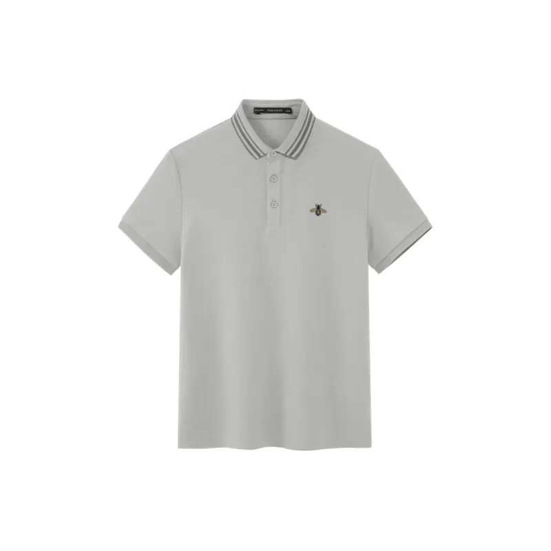 Men's Gray Cooling Embroidered Polo Shirt sold by PEACEBIRD