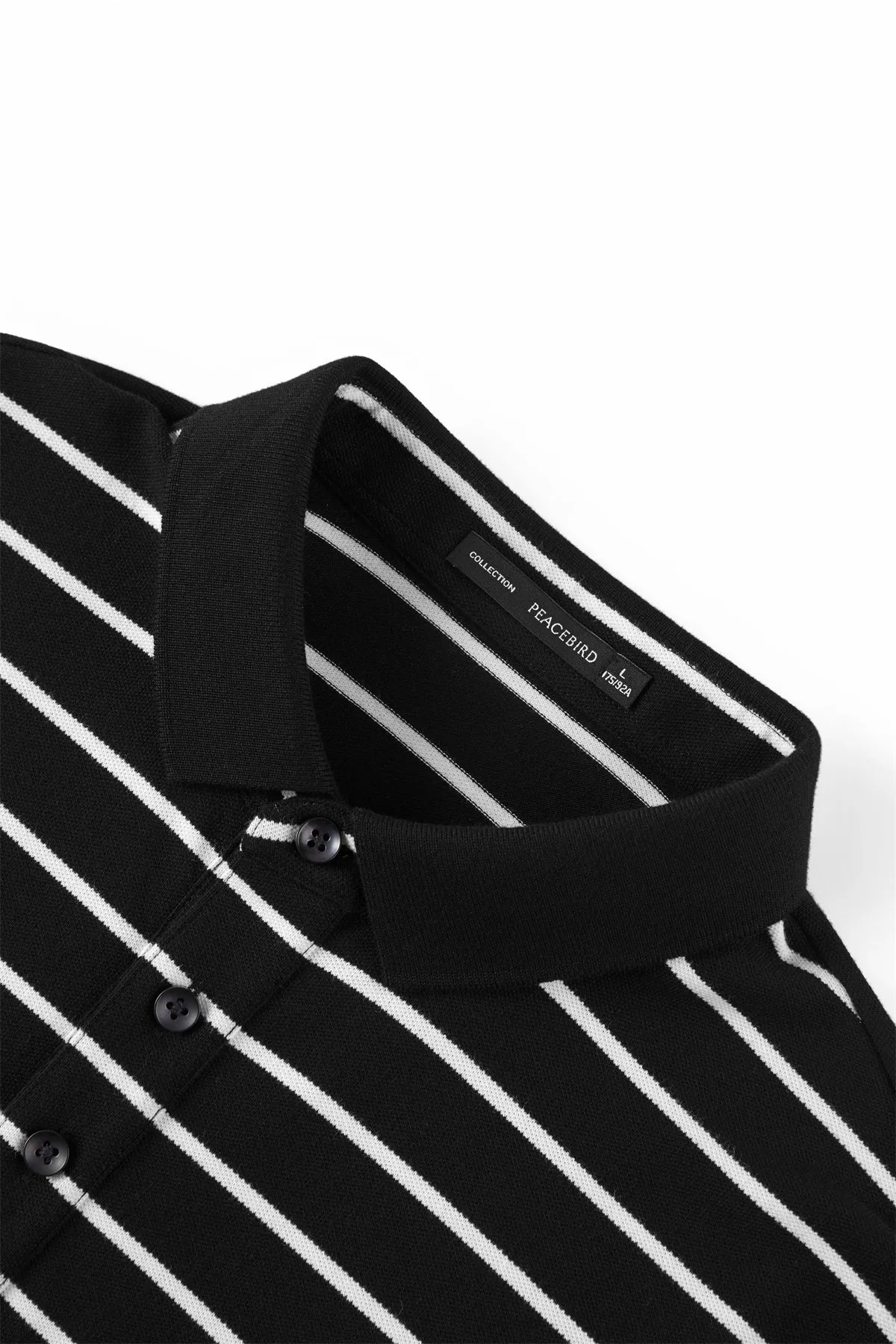 Men's Striped Jacquard Polo Shirt sold by PEACEBIRD product image thumbnail 4