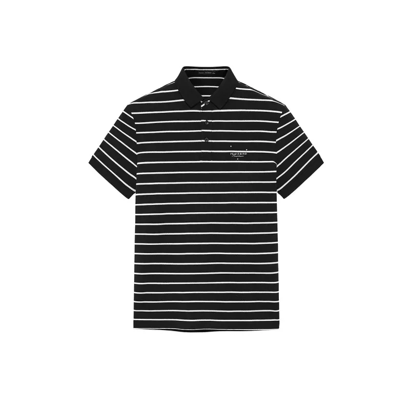 Men's Striped Jacquard Polo Shirt sold by PEACEBIRD