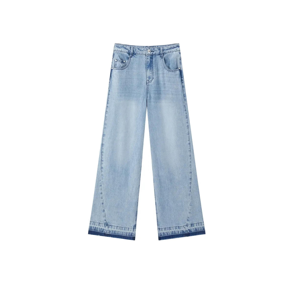 Women's Distressed Raw Hem Straight-Leg Jeans sold by PEACEBIRD