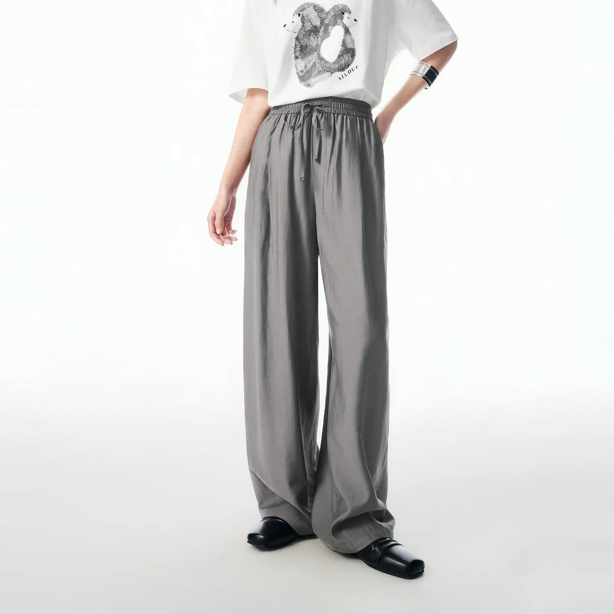 Women's Drawstring-Waist Straight-Leg Pants sold by PEACEBIRD product image thumbnail 2