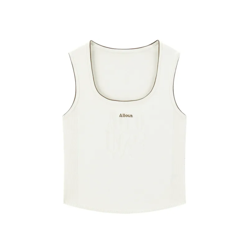 Women's Contrast U-Neck Knit Tank Top sold by PEACEBIRD