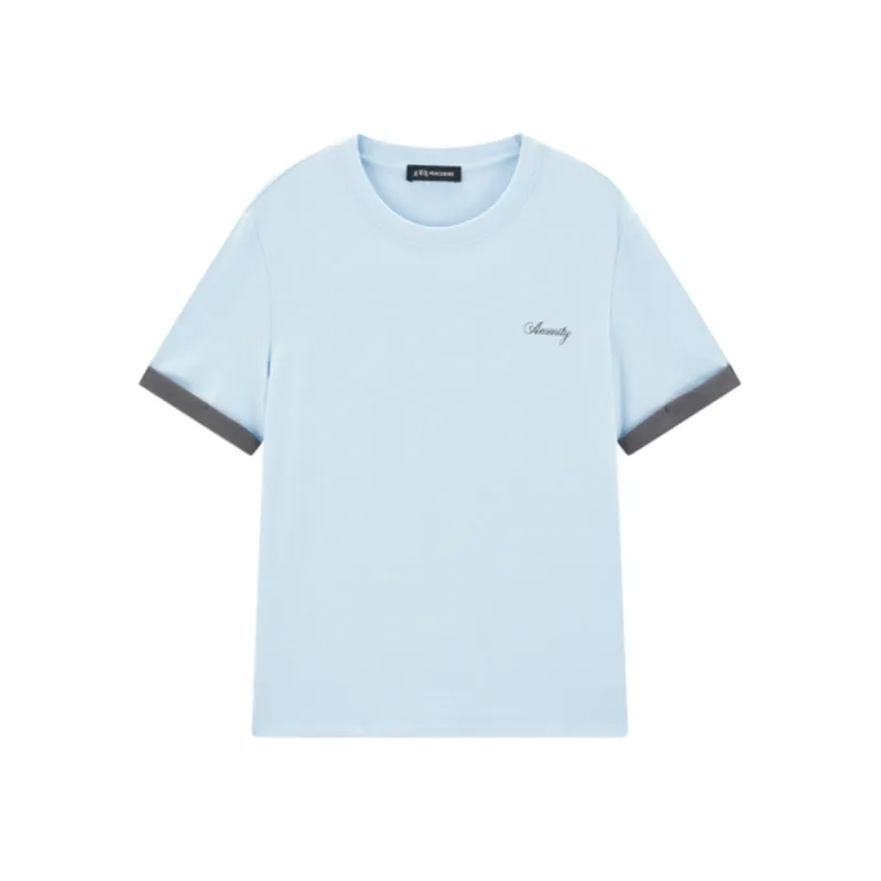 Women's Contrast Trim Embroidered T-Shirt sold by PEACEBIRD