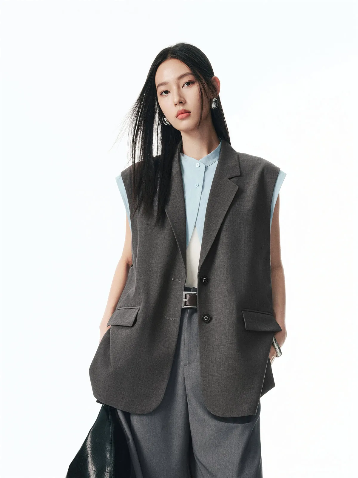 Women's Colorblock Tailored Vest sold by PEACEBIRD product image thumbnail 2