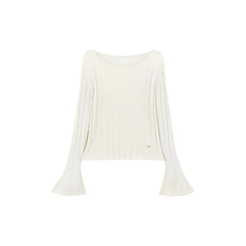 Women's Flared Sleeve Knit Top in Lyocell-Silk Blend sold by PEACEBIRD