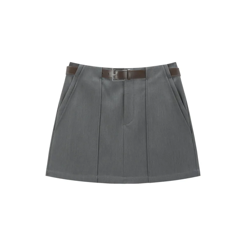 Women's Statement A-Line Mini Skirt with Belt sold by PEACEBIRD