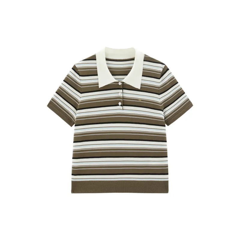 Women's Contrast Striped Knit Pullover sold by PEACEBIRD