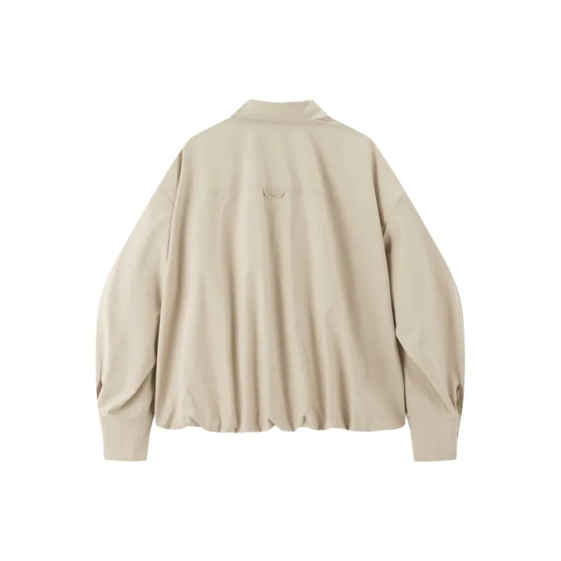 Women's Loose Cropped Jacket with Bubble Hem sold by PEACEBIRD