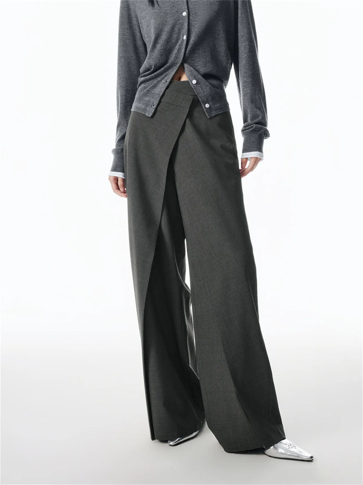 Women's Asymmetrical Wide-Leg Suit Pants sold by PEACEBIRD product image thumbnail 2