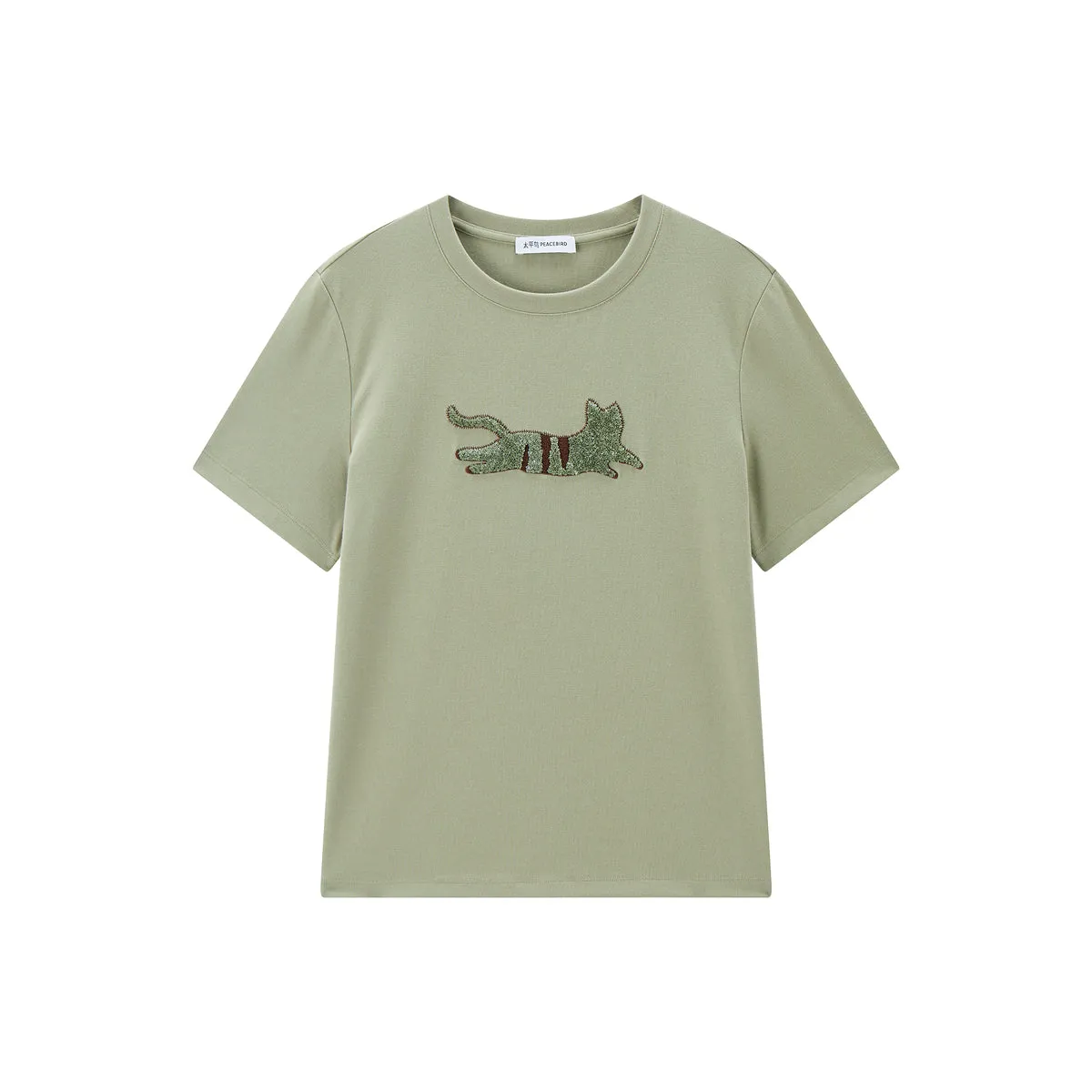 Women's Cartoon Sequin Embroidered T-Shirt sold by PEACEBIRD product image thumbnail 2