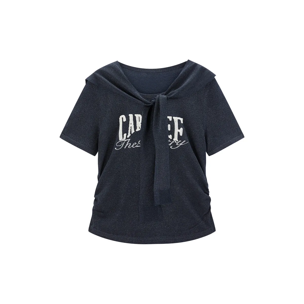 Women's Shirred Knit Top with Chenille Embroidery sold by PEACEBIRD product image thumbnail 2