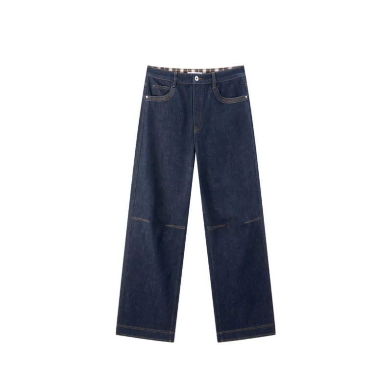 Women's Straight-Leg Jeans with Hem Panel sold by PEACEBIRD