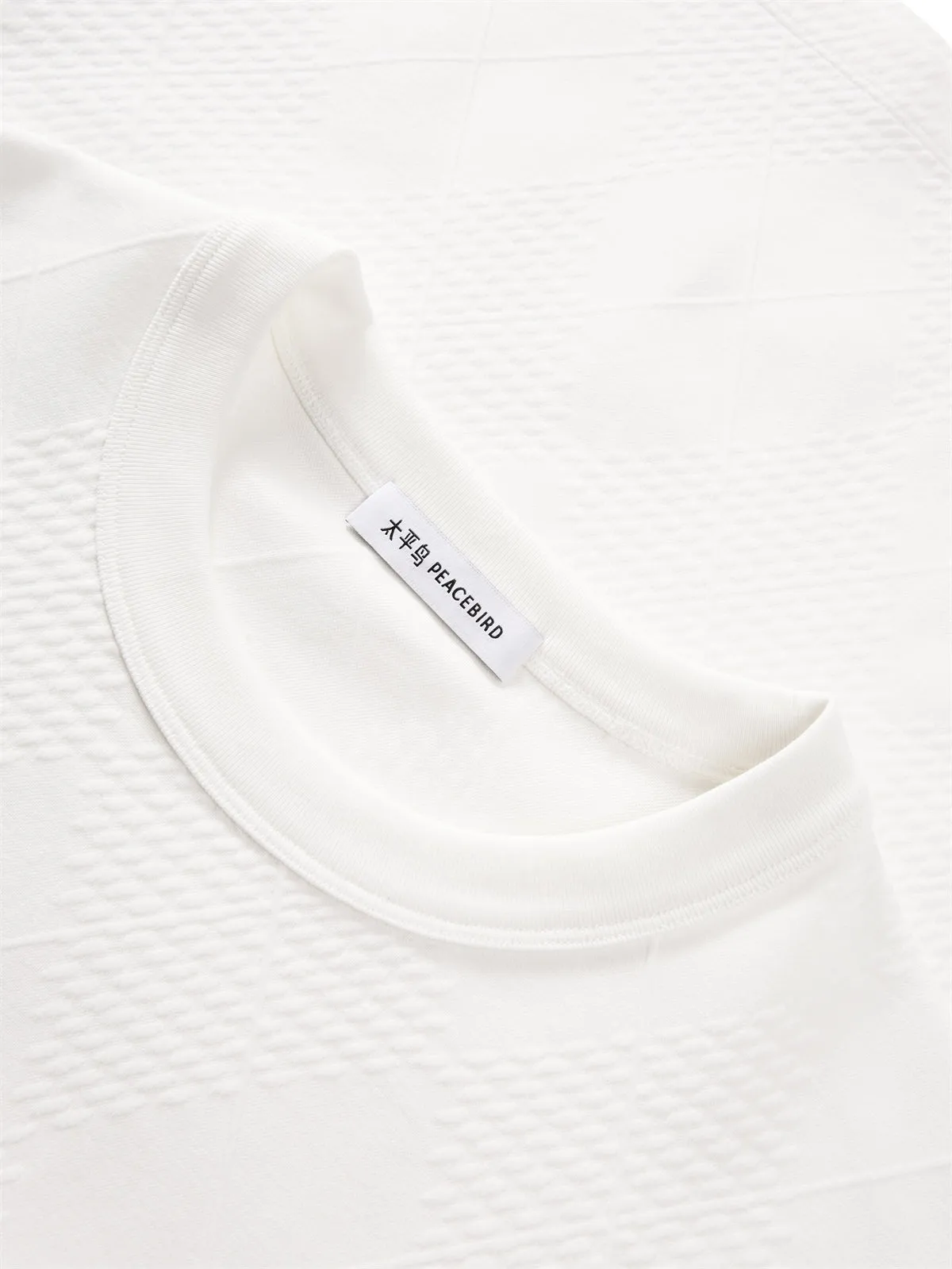 Men's Solid Allover Jacquard T-Shirt sold by PEACEBIRD product image thumbnail 4