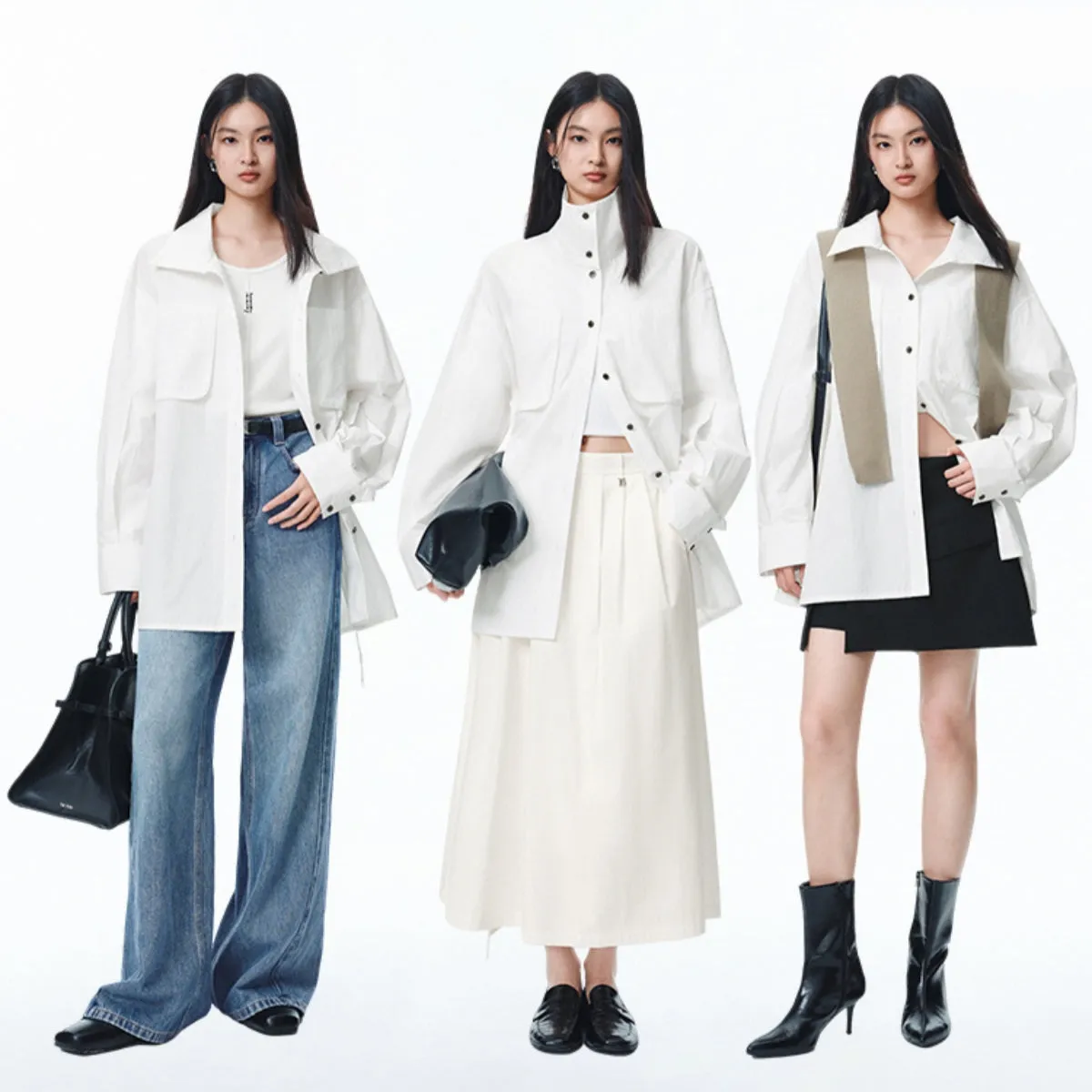 Women's Trench-Style Oversized Shirt sold by PEACEBIRD product image thumbnail 5
