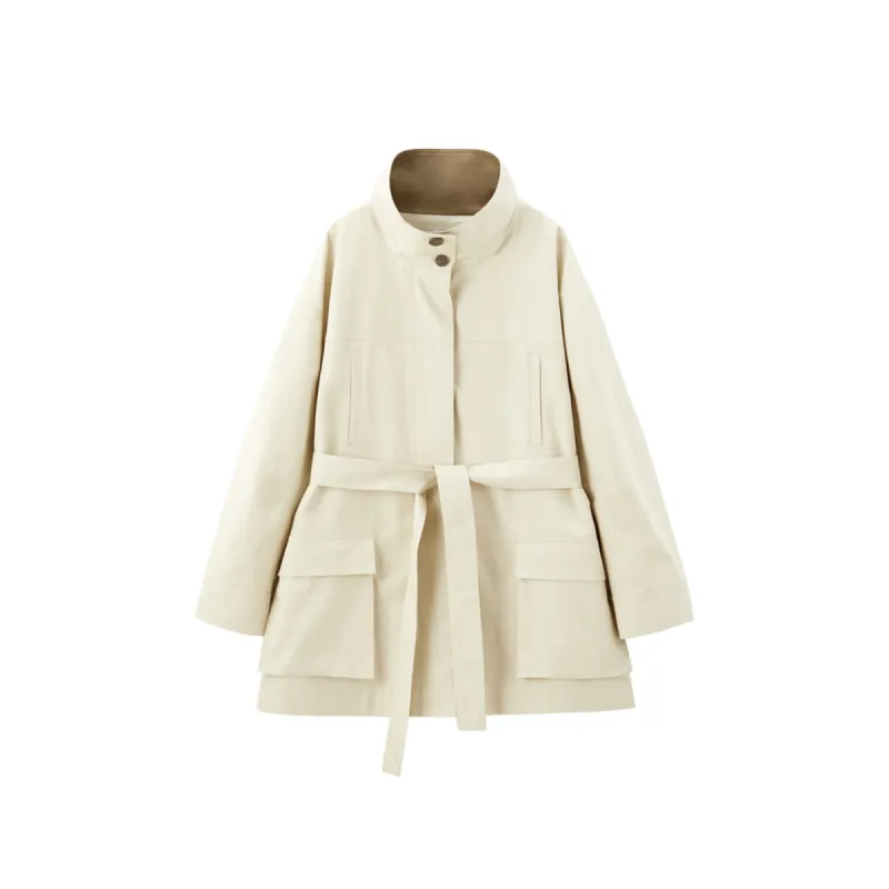 Women's Asymmetric Trench Jacket in Contrast Colors sold by PEACEBIRD