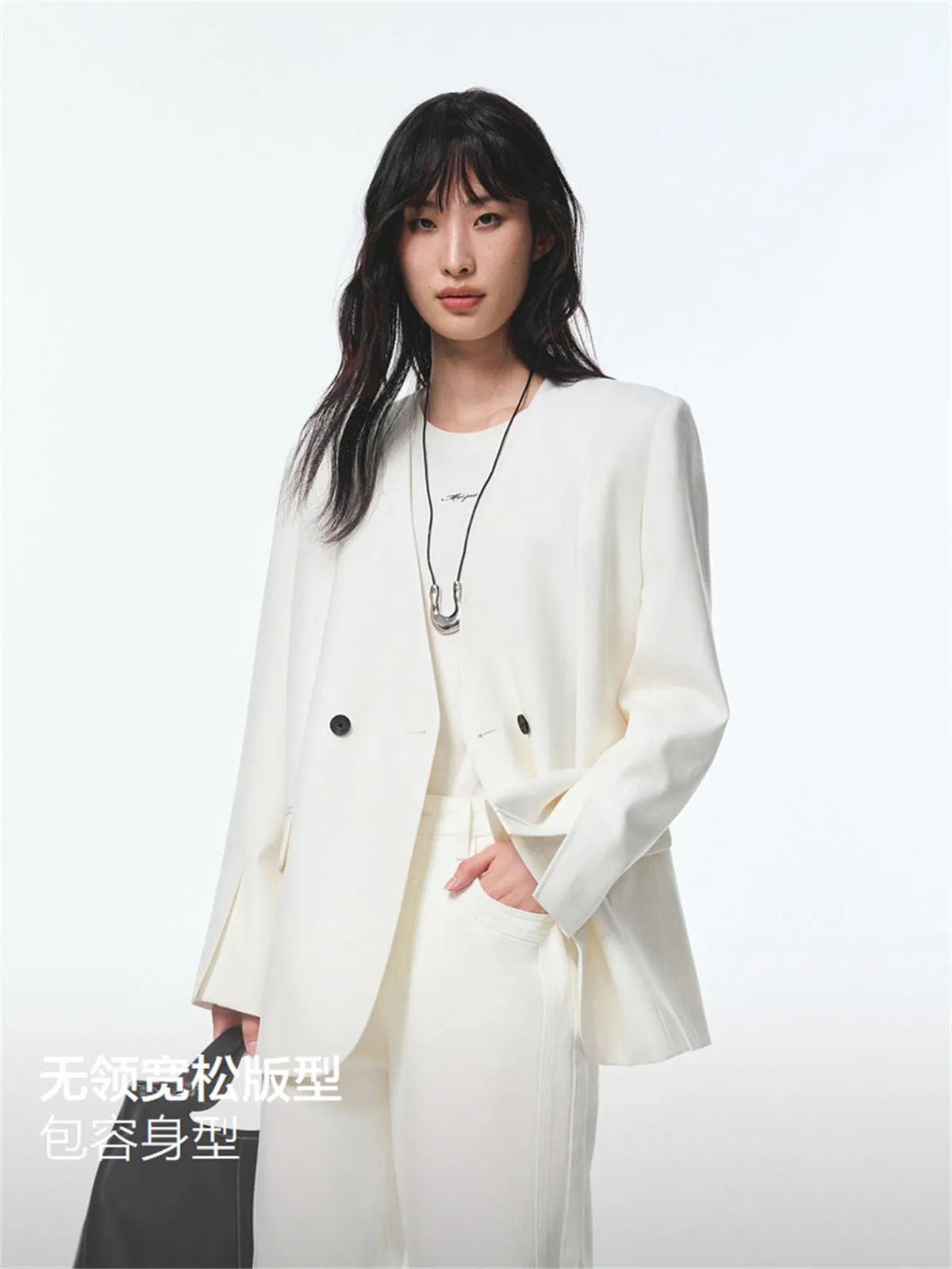Women's V-Neck Blazer with Detachable Belt sold by PEACEBIRD product image thumbnail 2