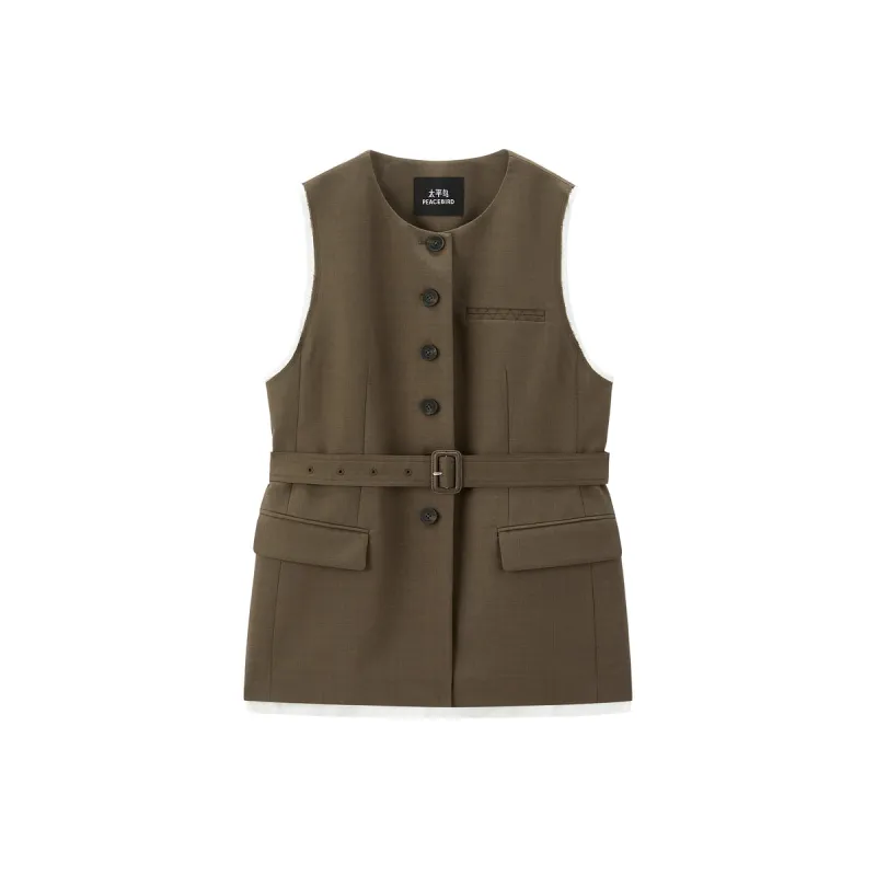 Women's Single-Breasted Belted Suit Vest sold by PEACEBIRD