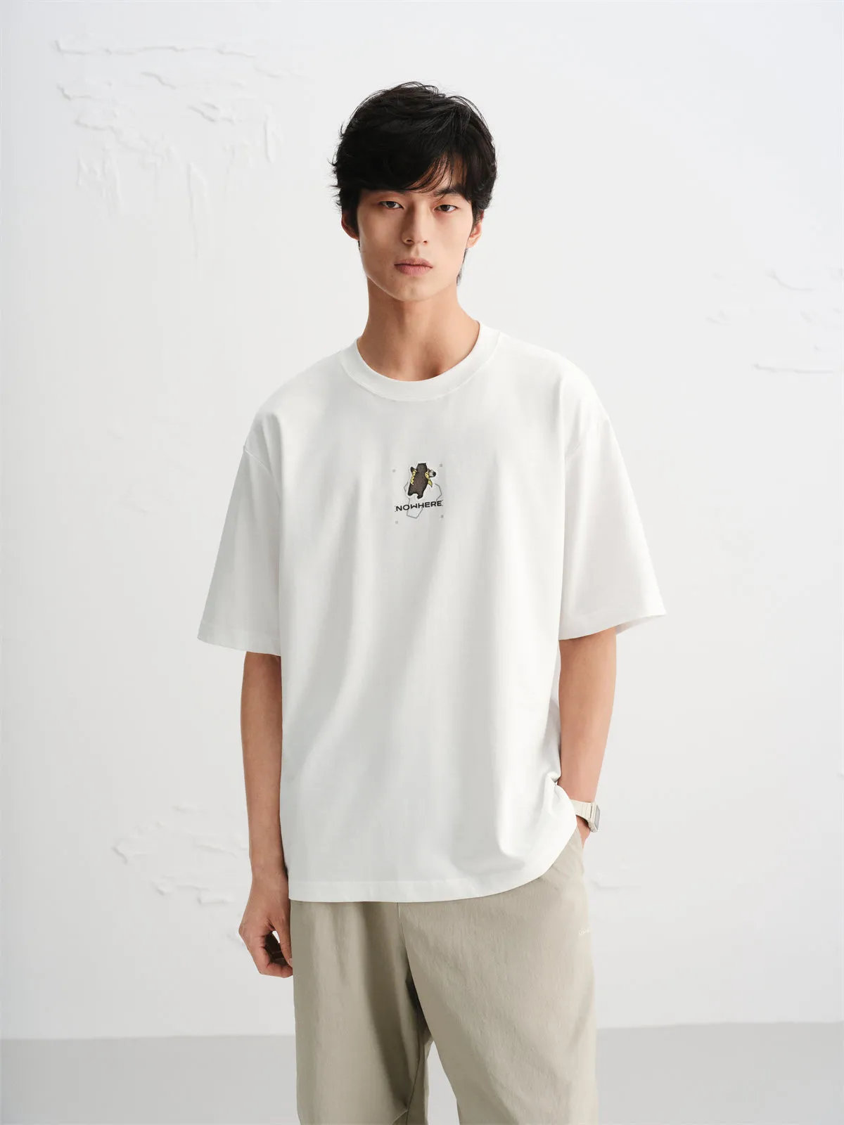 Men's Heavyweight Embroidered T-Shirt sold by PEACEBIRD product image thumbnail 2