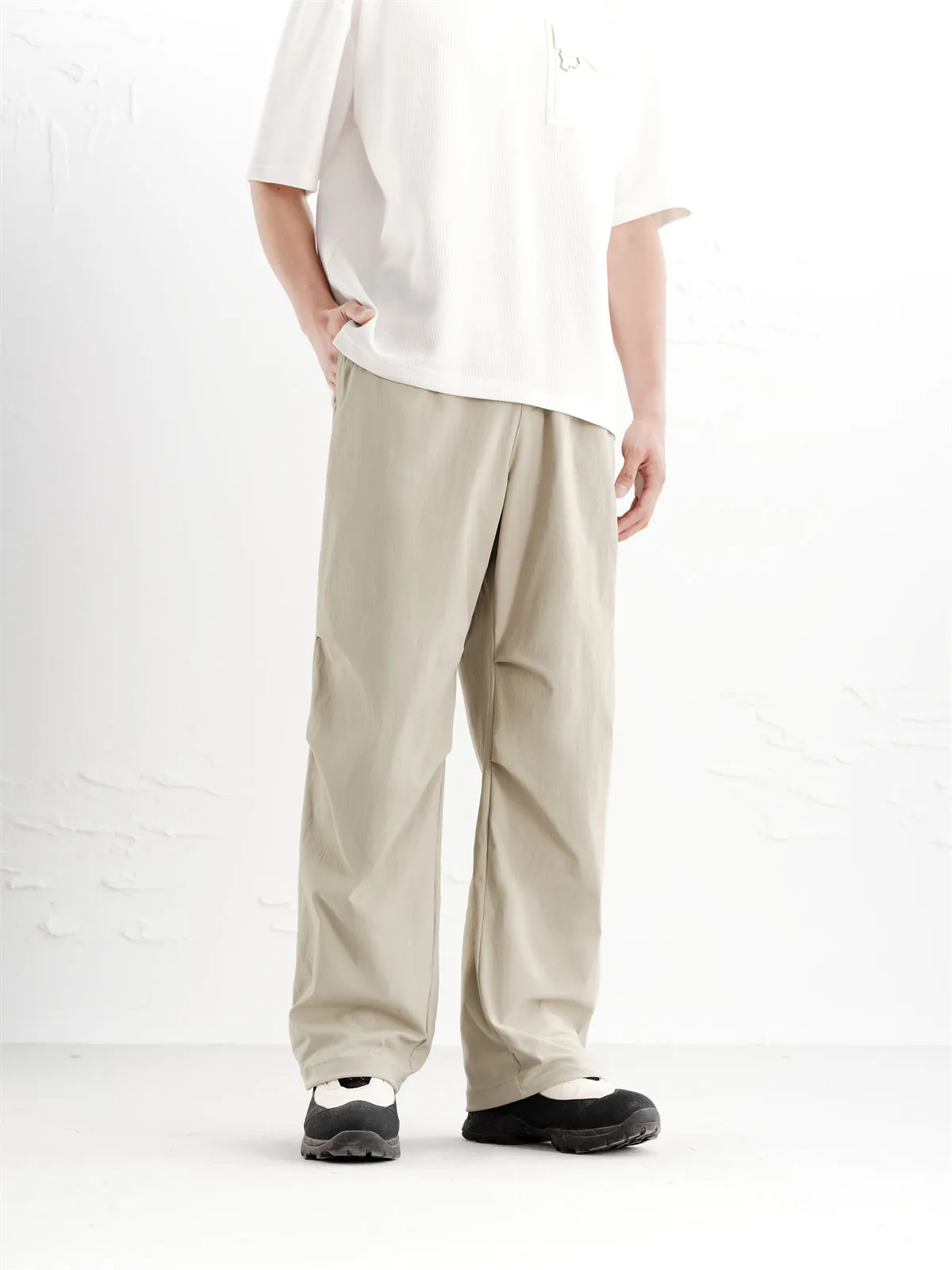 Men's Embroidered Pleated Wide-Leg Trousers sold by PEACEBIRD product image thumbnail 2