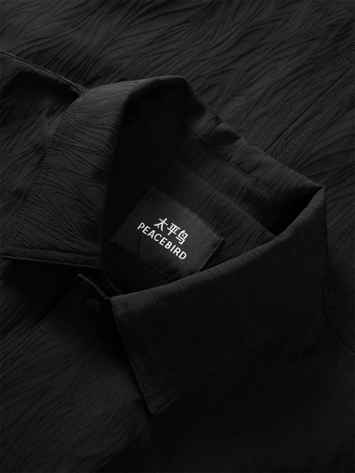 Men's Textured Fabric Shirt Jacket sold by PEACEBIRD product image thumbnail 4