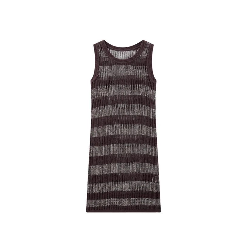 Women's Sleeveless Fitted Striped Knit Dress sold by PEACEBIRD