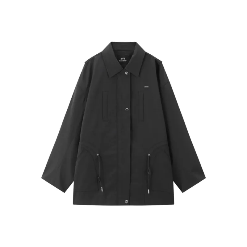 Women's Relaxed Fit Long Drawstring Jacket sold by PEACEBIRD