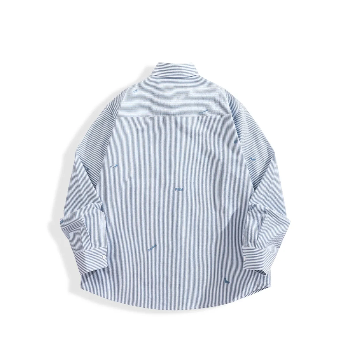 Men's Seersucker Striped Shirt sold by PEACEBIRD product image thumbnail 3