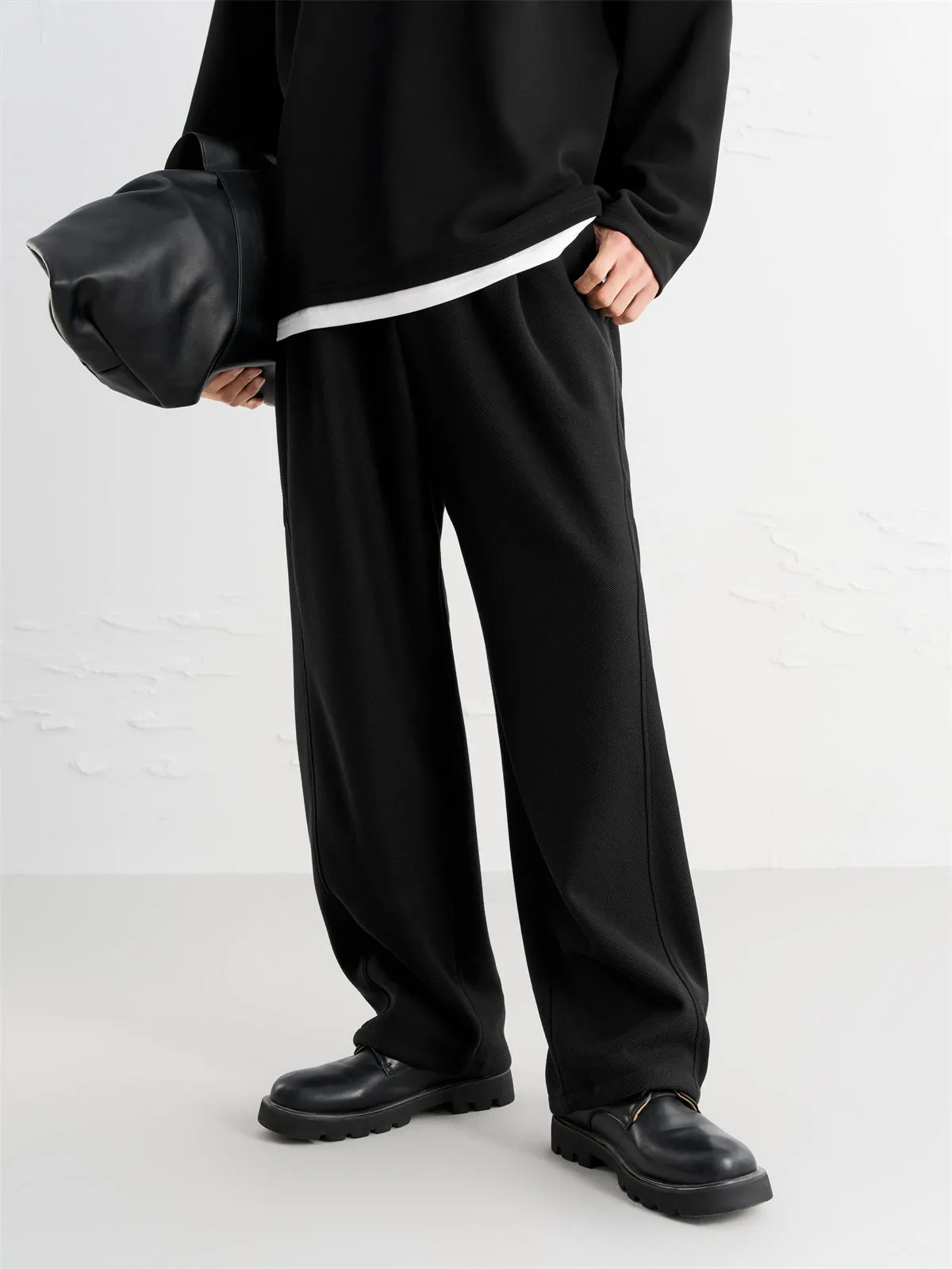 Men's Textured Wide-Leg Sweatpants sold by PEACEBIRD product image thumbnail 2