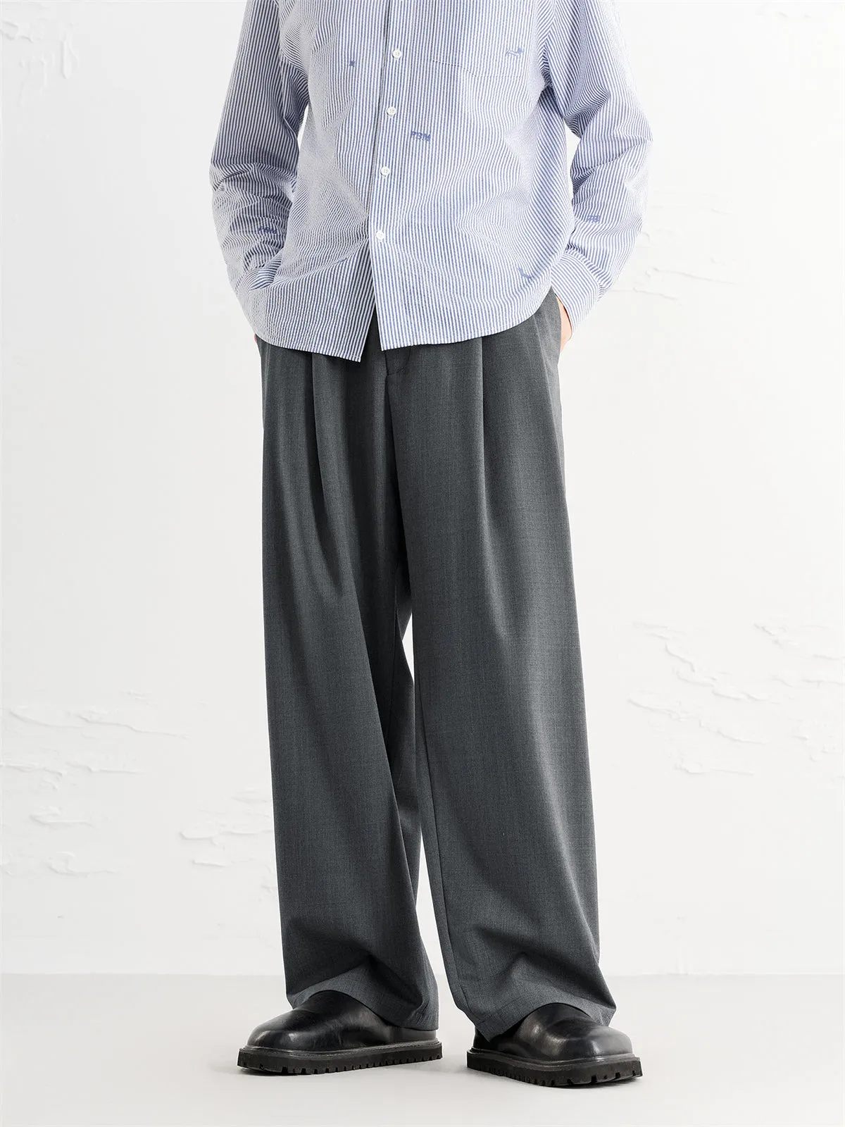 Men's Grey Relaxed Tapered Suit Pants sold by PEACEBIRD product image thumbnail 2