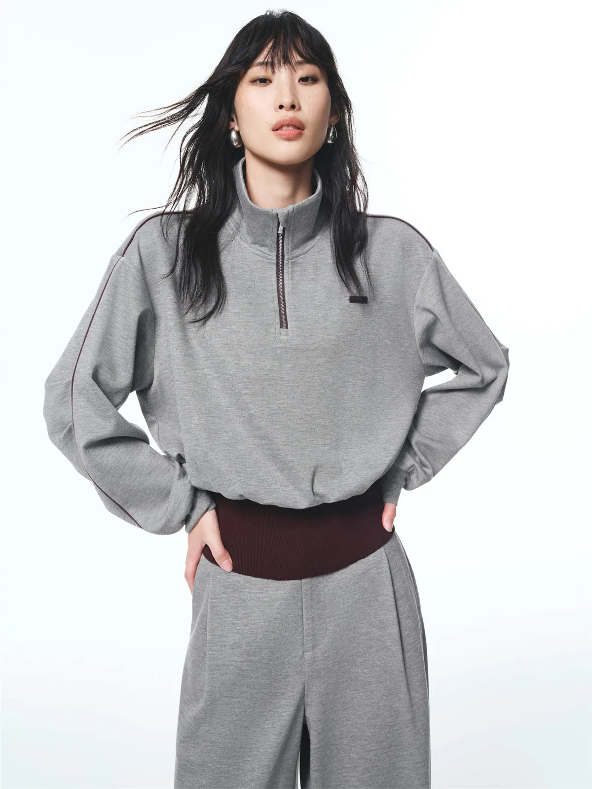 Women's Fitted Waist Cropped Sweatshirt sold by PEACEBIRD product image thumbnail 2