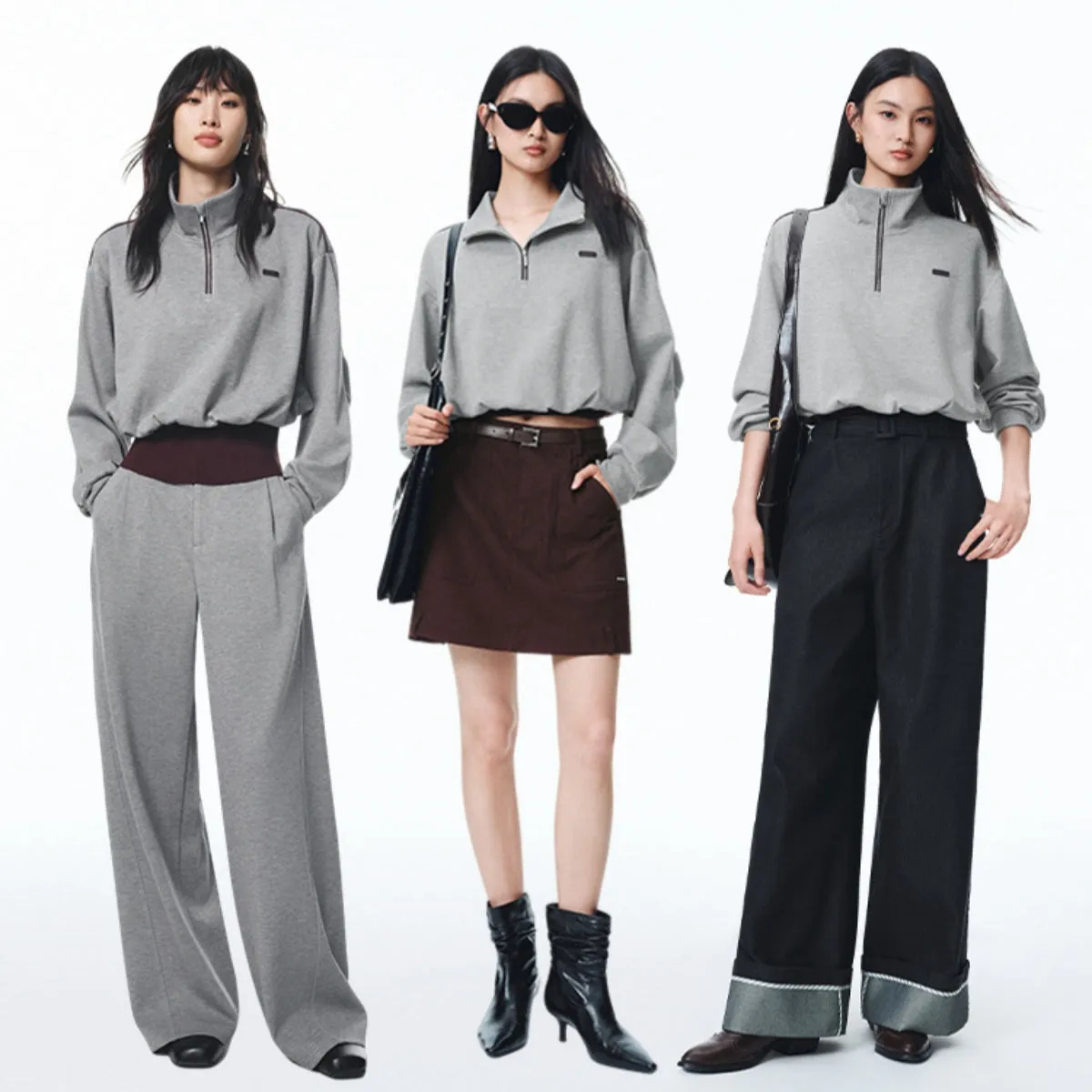 Women's Fitted Waist Cropped Sweatshirt sold by PEACEBIRD product image thumbnail 3