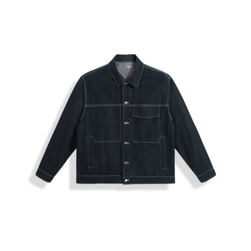 Men's Vintage Contrast Topstitching Denim Jacket sold by PEACEBIRD