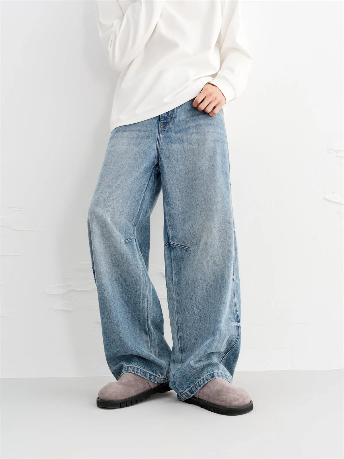 Men's Street-Style Washed Wide-Leg Jeans sold by PEACEBIRD product image thumbnail 2