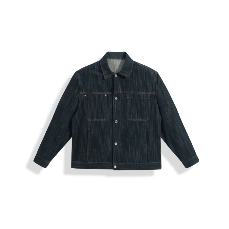 Men's Vintage Textured Boxy Denim Jacket sold by PEACEBIRD