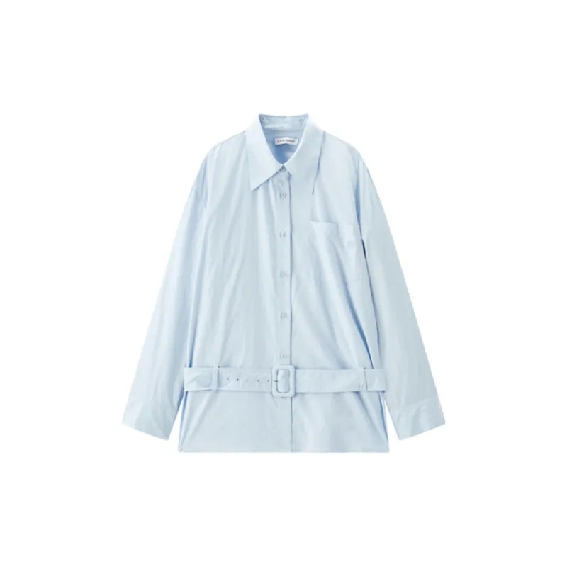 Women's Oversized Shirt with Detachable Belt made by PEACEBIRD