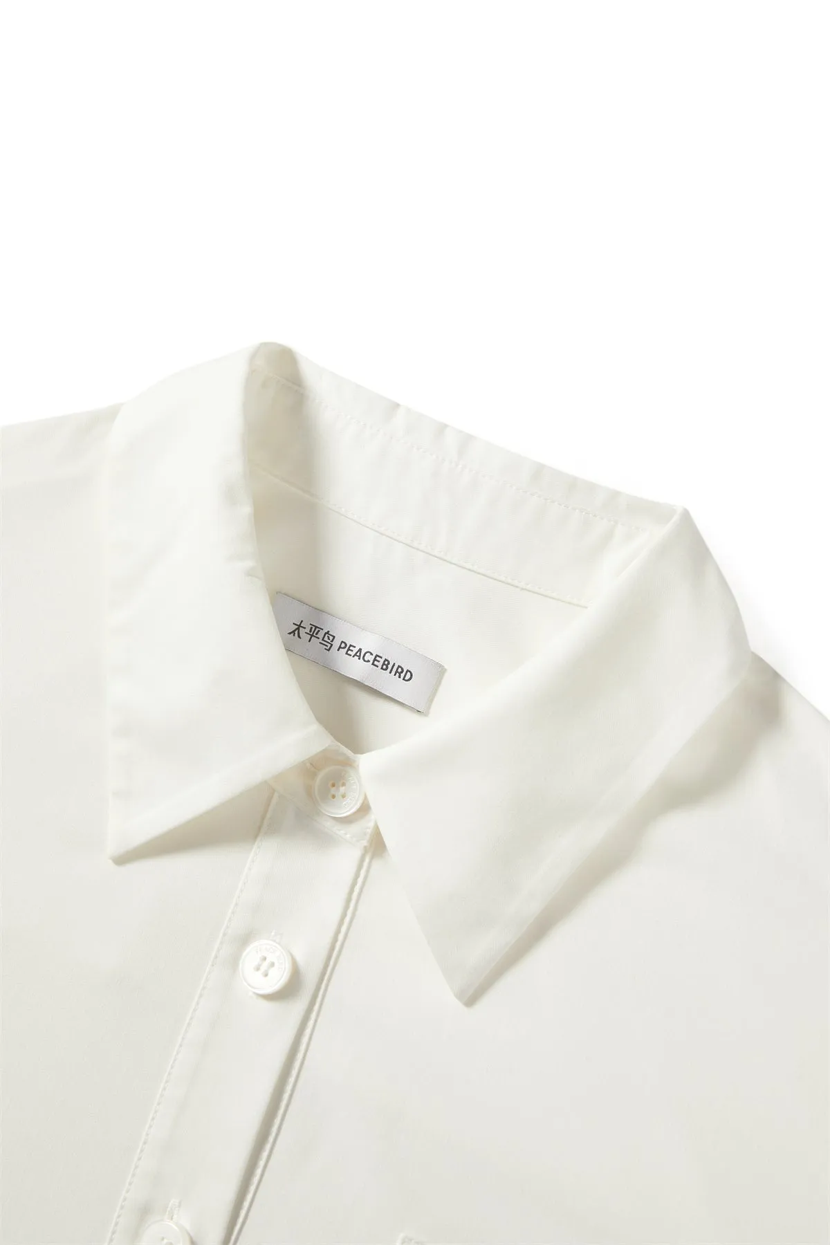Women's Cropped Shirt with Lace Panels sold by PEACEBIRD product image thumbnail 4