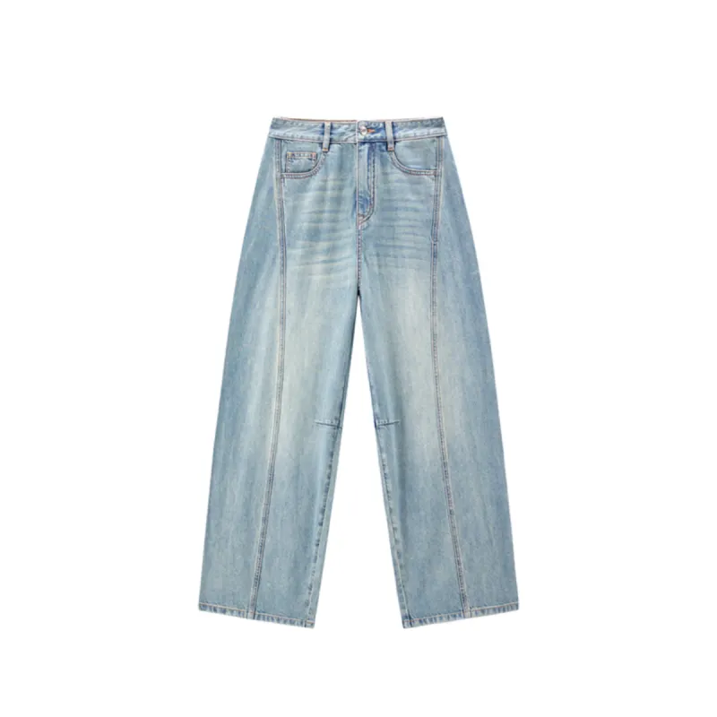 Women's High-Waisted Curved-Leg Wide-Leg Jeans sold by PEACEBIRD