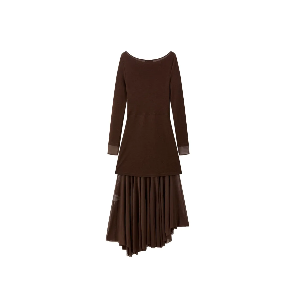 Women's Wool Blend Knit Dress with Mesh Panels sold by PEACEBIRD product image thumbnail 5